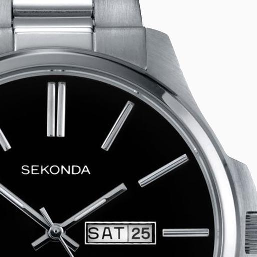 Sekonda Classic Men's Watch | Silver Case & Stainless Steel Bracelet with Black Dial | 3381